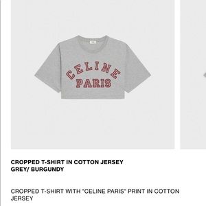 Celine Cropped T- shirt in Cotton Jersey Burgundy